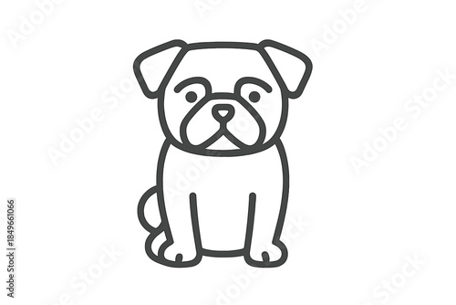 Line Art Pug Dog Sitting