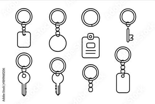 Collection of stylized keychains and keys