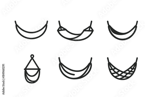 Six Hammock Icons on Dark Gradient Background