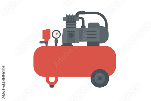 Red air compressor with glowing outline