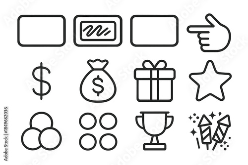 Collection of game icons on a dark background