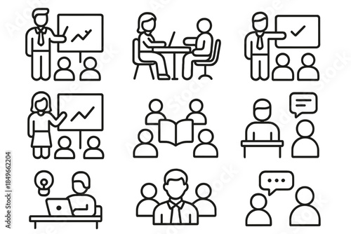 Business Meeting Icons Set