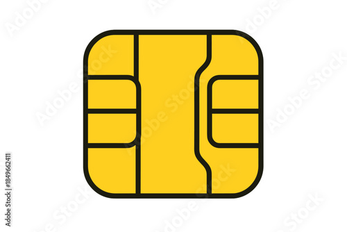 Yellow SIM Card Chip with Black Outline