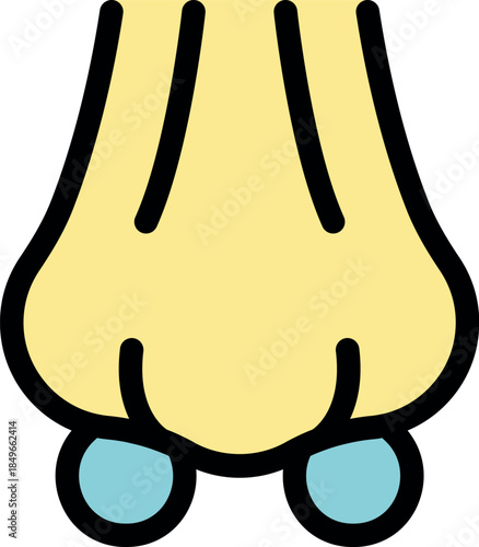 Nose piercing with two studs, representing body art, fashion, and personal style, in a colorful vector illustration