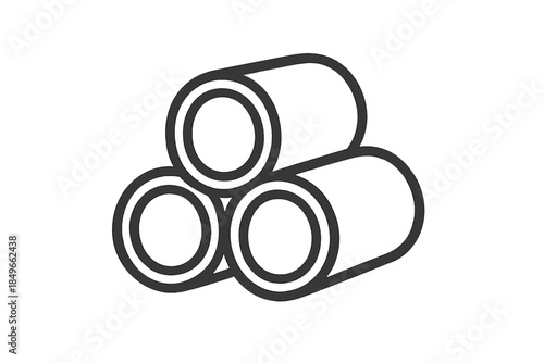 Three cylindrical pipes stacked in a pile