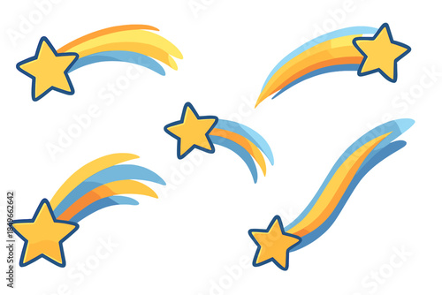 Shooting Stars with Colorful Trails