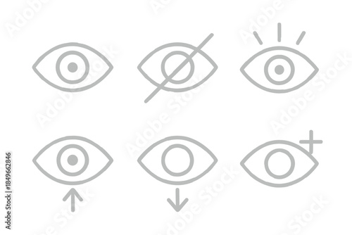 Eye icons representing visibility and interaction