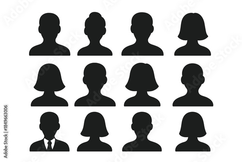 Dark Silhouettes of People Icons in a Grid