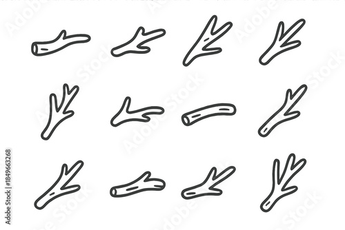 Gray background with repeating stylized twig and branch icons