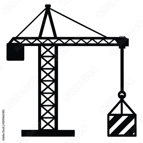 construction crane vector on whit background