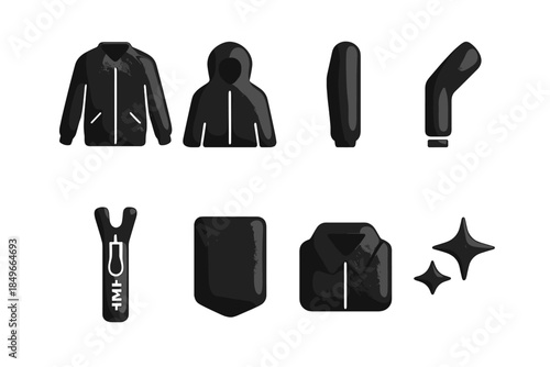 Metallic Fashion Silhouettes. Metallic fashion silhouettes. Filled icon set of metallic fashion silhouettes: