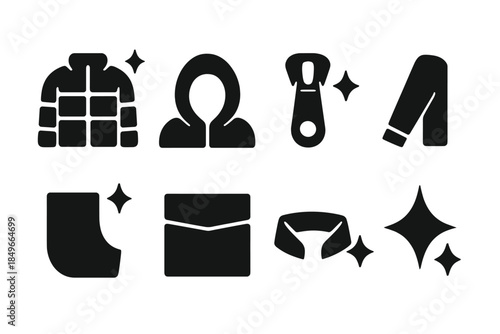 Shimmering Outerwear Icons. Shimmering outerwear icons. Filled icon set of shimmering outerwear icons: