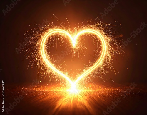 Abstract luminous heart pulsing softly against dark background creating romantic atmosphere filled with tender emotional energy warmth intimacy connection