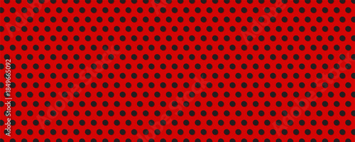 Black dot pattern on red background. Straight dot pattern for backgrounds and wallpaper templates. Simple classic dotted lines with repeating line texture. Polka dot background, eps10