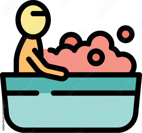 Relaxing bath with foam and bubbles, enjoying a moment of wellness and hygiene