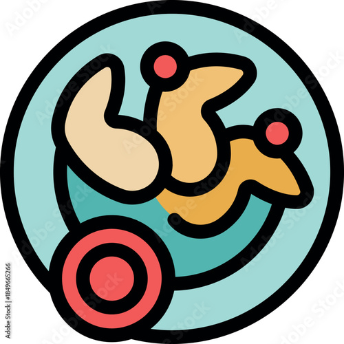 Cashew nuts rotating inside an abstract circle with red target, representing healthy fats and aiming for nutritional goals