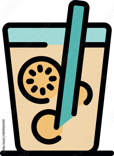 Glass of citrus beverage with straw and fruit slices, representing refreshment and summer vibes