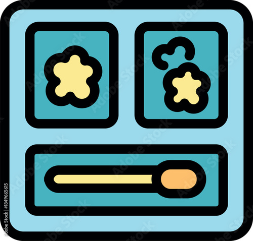 Eyeshadow palette with applicator showing makeup beauty products for cosmetics and fashion industry