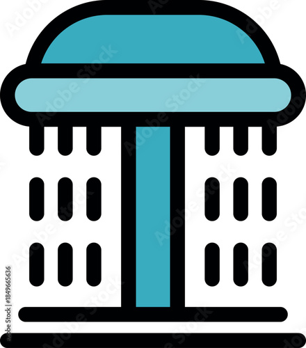 Beach shower dispensing water, offering a refreshing rinse after a swim in the sea