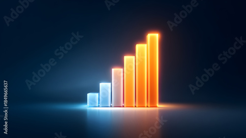 Rising bar graph of success: Illustrating a visually striking bar graph with gradient hues, perfect for conveying growth and success.