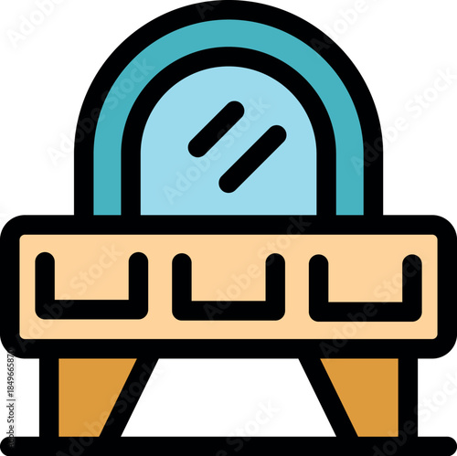 Stylish dressing table featuring a mirror and drawers, adding a touch of elegance to interior design