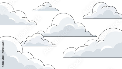 Seamless pattern of fluffy clouds in a clear sky vector illustration