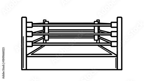 Minimalist black and white illustration of a boxing ring
