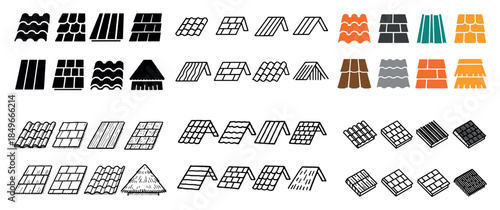 Roof tile icons collection