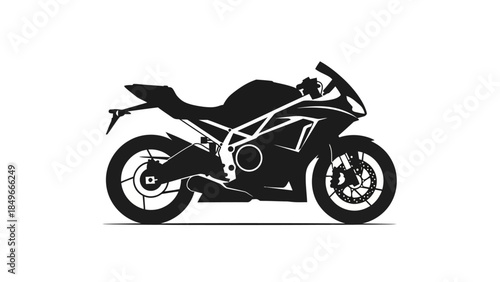Silhouette of a Sport Motorcycle on White Background