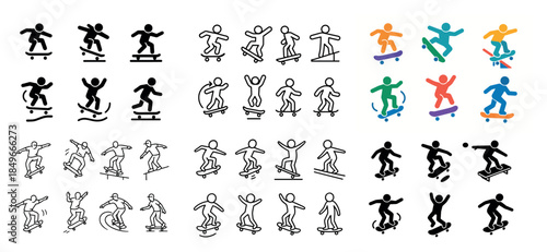 Skateboarding icons and silhouettes