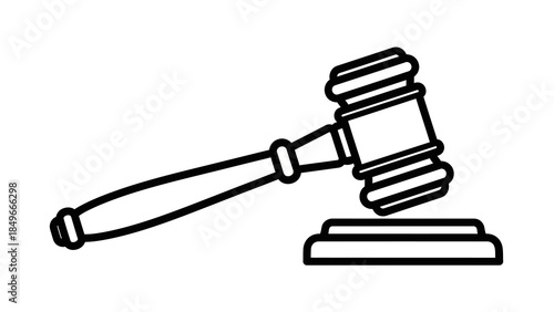 Outline illustration of a judge's gavel on a sound block