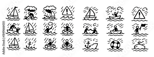 Sea Storm Doodle Icons