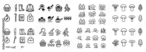 Outdoor adventure icons set collection