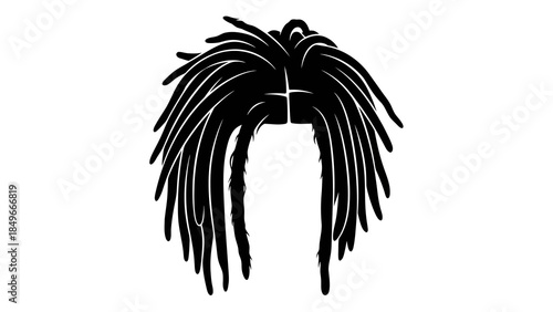 Vector illustration of dreadlocks hairstyle silhouette on white background