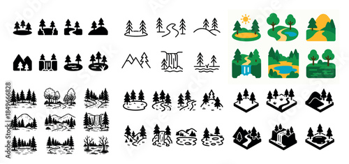 Nature landscape icons collection