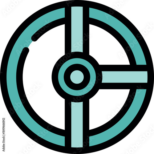 Plumbing valve icon illustrating water flow control in piping systems, ideal for representing shut off mechanisms in industrial or residential applications