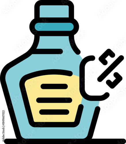 Vinegar bottle with percentage symbol representing the concentration of acetic acid, essential information for consumers and cooking enthusiasts