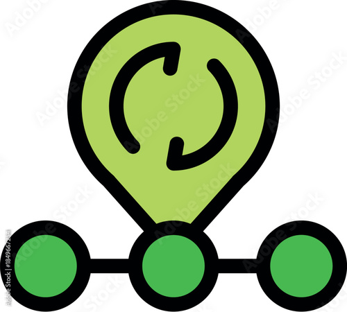 Recycling location pin symbolizing eco conscious practices and promoting environmental sustainability