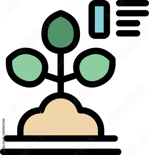 Growing plant with data analysis chart symbolizing sustainable agriculture and smart farming techniques
