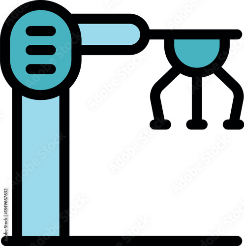 Robotic arm picking up an object using a three clawed gripper, symbolizing automation in manufacturing