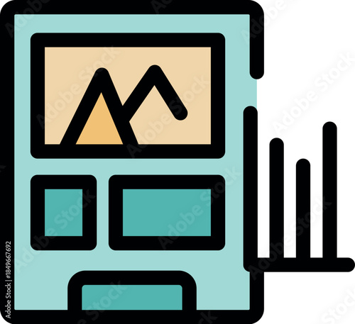 Digital photo camera is printing photos and displaying histogram showing color levels
