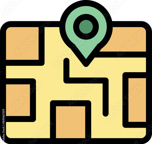 Location pin marking position on a digital city map, symbolizing navigation, gps tracking, and urban planning