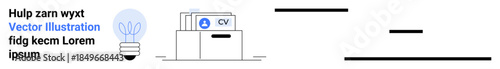 Recruitment, career planning, hiring processes, workplace innovation, idea generation, professional documents. Graphic of a file drawer with CV and light bulb icon. Recruitment and career planning