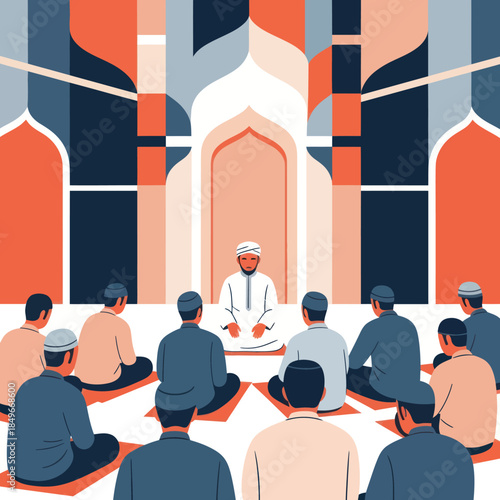 Men Sitting in Prayer Gathering.