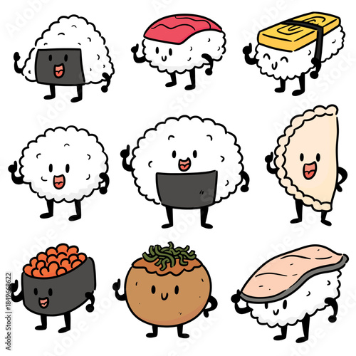 vector set of japanese food