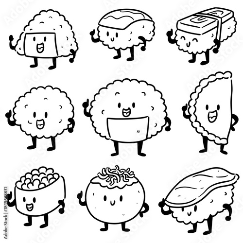 vector set of japanese food