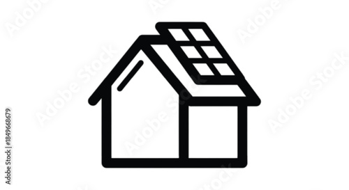 Solar Powered Home Green Energy Icon Vector
