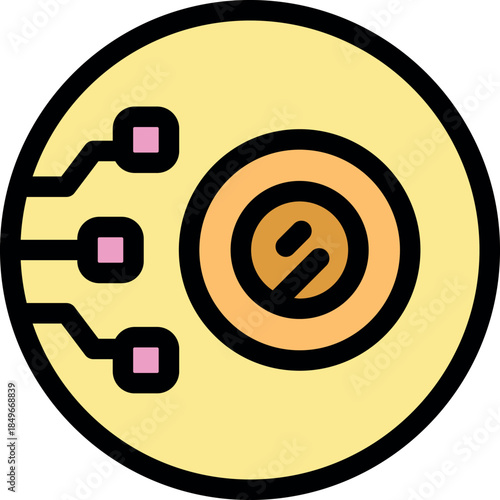 Electronic eye scanning and processing data, representing concepts of digital vision, surveillance, and technological advancement