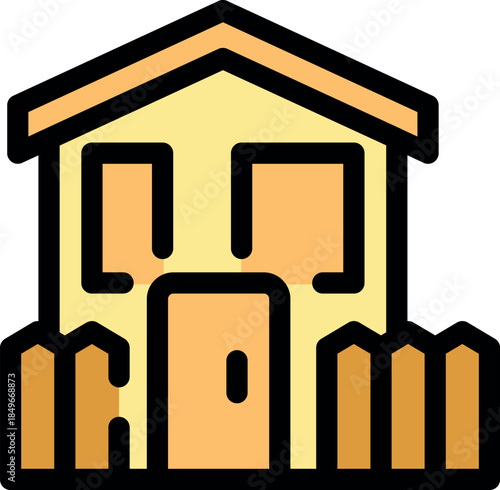 Cozy suburban house with wooden fence, representing home ownership, security, and the american dream