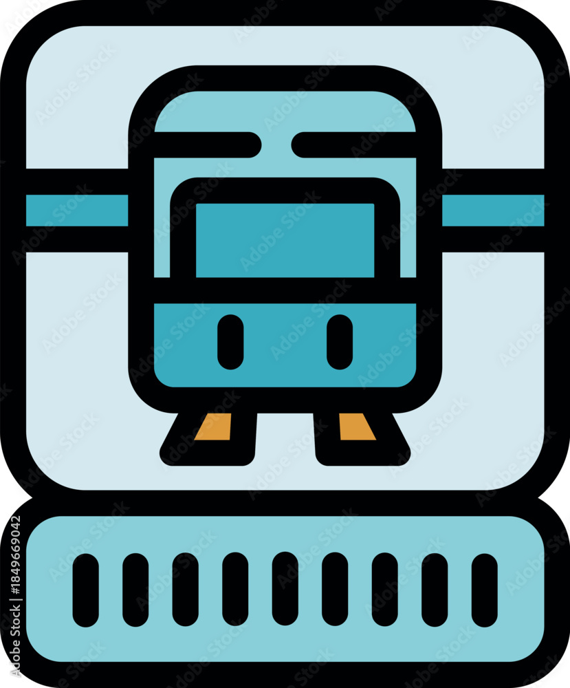 Fototapeta premium Train ticket purchase app icon representing easy access to public transport for travel and commuting